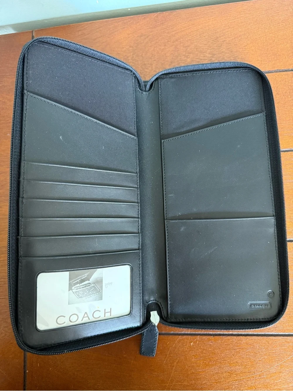 Vintage Coach Nylon Leather Trim Slim Black Credit Card Travel Organizer Wallet